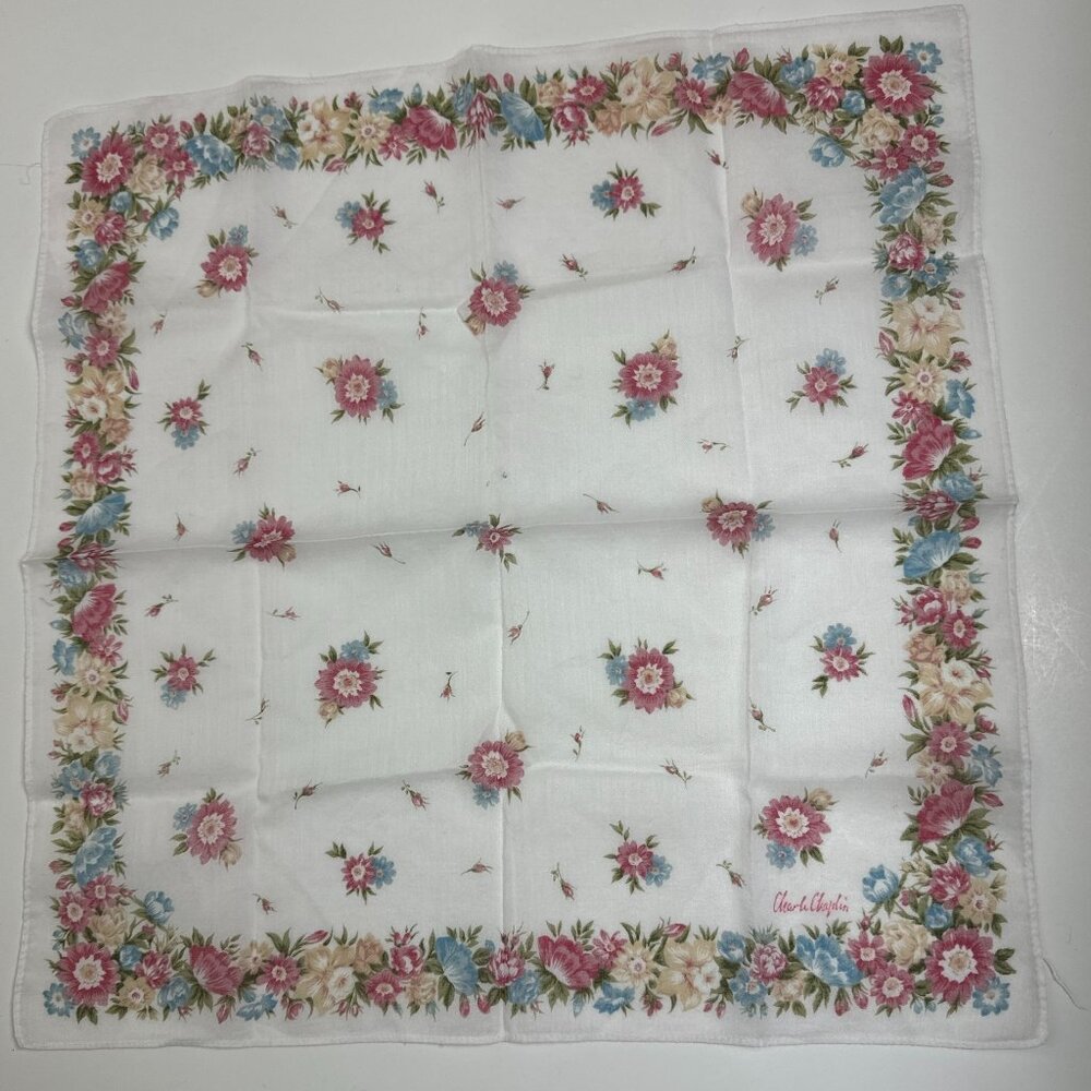 Vintage Charlie Chaplin Handkerchief Bandana Pocket Square Wrap Floral